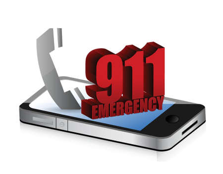 Emergency smartphone call illustration design over a white background