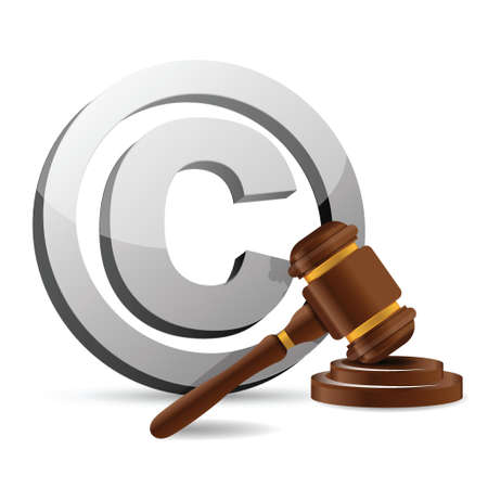 copyright symbol and gavel illustration design over a white backgroundのイラスト素材