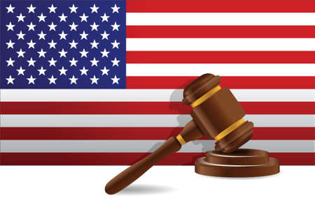 us flag and gavel illustration design over a white backgroundのイラスト素材