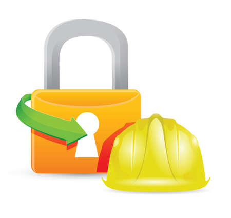 construction helmet and padlock illustration design graphicのイラスト素材