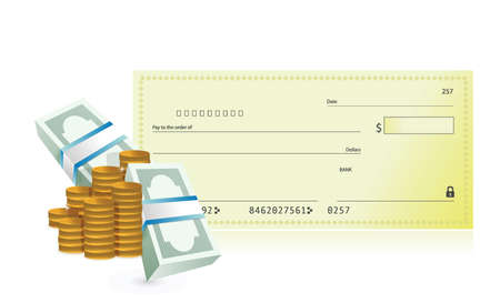 checkbook and business profits illustration design over a white backgroundのイラスト素材