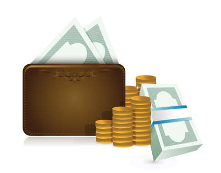 wallet full of cash illustration design over a white backgroundのイラスト素材