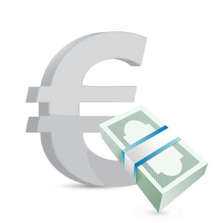 euro currency bills exchange concept illustration design over whiteのイラスト素材