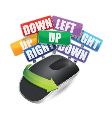 color signs and Wireless computer mouse isolated on white backgroundのイラスト素材