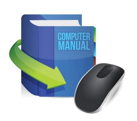 computer manual and Wireless computer mouse isolated on white backgroundのイラスト素材