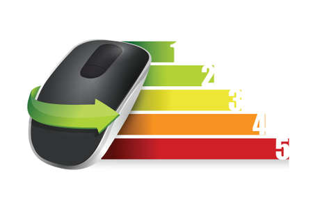 business graph and Wireless computer mouse isolated on white backgroundのイラスト素材