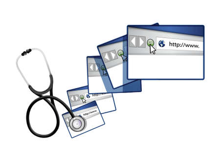 online solutions with a Stethoscope illustration design over white