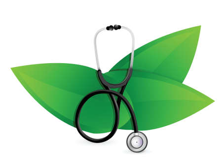 natural medicine concept with a Stethoscope illustration design over whiteのイラスト素材