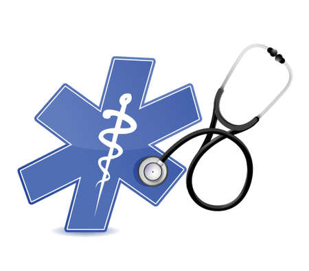 medical symbol with a Stethoscope illustration design over whiteのイラスト素材