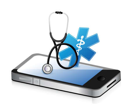 medical app with a Stethoscope illustration design over whiteのイラスト素材