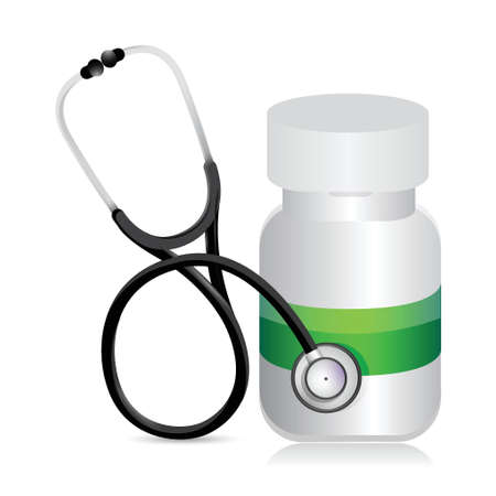 pills jar with a Stethoscope illustration design over whiteのイラスト素材