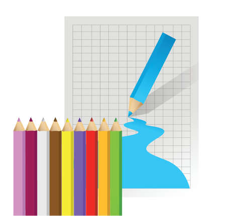 Color pencils set on white background illustration design over a white backgroundのイラスト素材