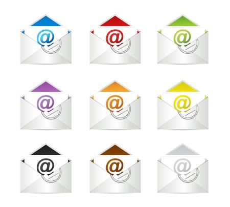 set of envelopes with email symbol illustration designの写真素材