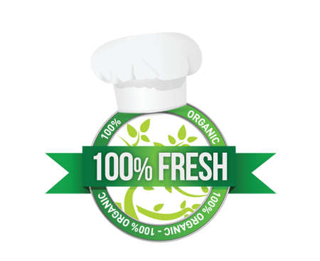 fresh organic food sign illustration design over whiteのイラスト素材