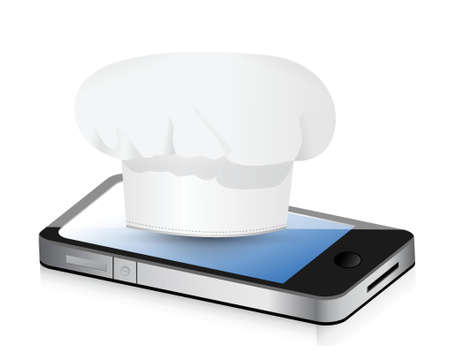 cooking recipes on your phone. Illustration design over whiteのイラスト素材