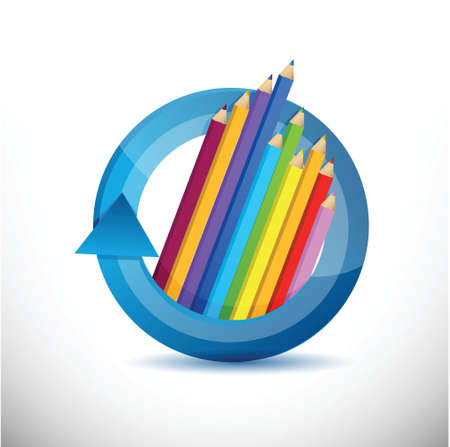 color pencils education concept illustration design over whiteのイラスト素材