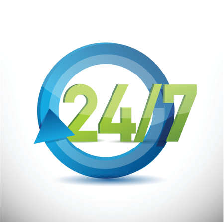 all day service 360 design concept illustration design over whiteのイラスト素材