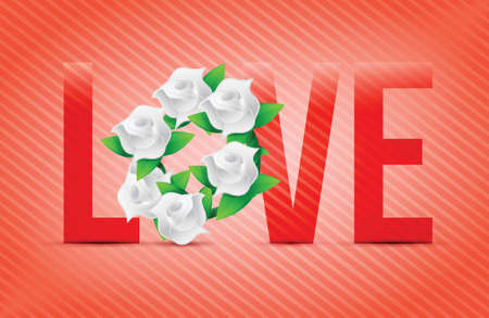 red color Love flowers illustration designs over a light backgroundのイラスト素材