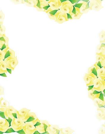 yellow flowers frame illustration designs over a light backgroundのイラスト素材