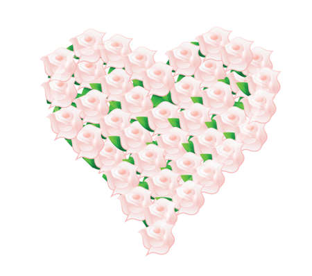 pink heart flower wedding bouquet illustration design over whiteのイラスト素材