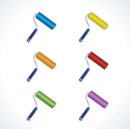 different color Roller brushes. illustration design over a white backgroundのイラスト素材
