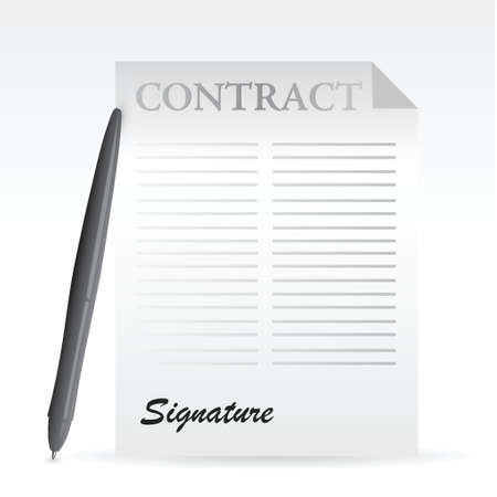 contract and pen. illustration design over a white backgroundのイラスト素材