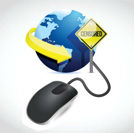 censored connection concept sign and mouse illustration design over whiteのイラスト素材