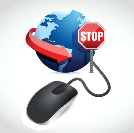 browsing is blocked by a stop sign illustration designのイラスト素材