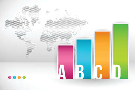 colored steps with different options and descriptions world background illustrationのイラスト素材