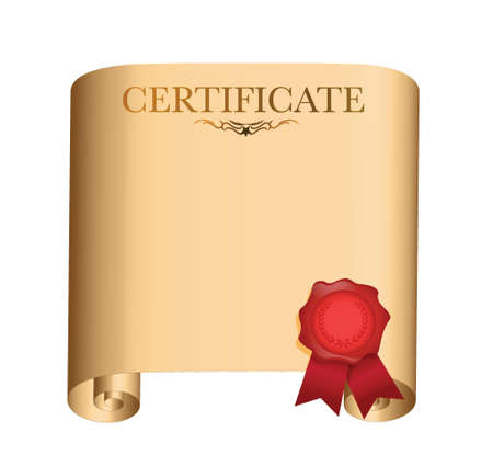 scroll certificate, with red seal ribbon illustration designのイラスト素材