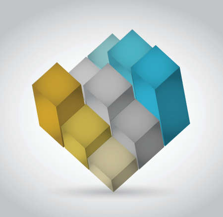 3d graph cube illustration design over a white backgroundのイラスト素材