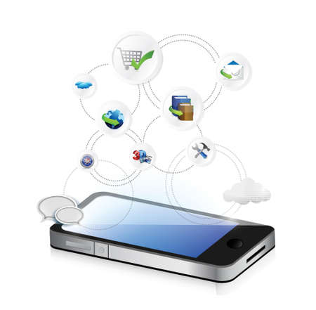 flat phone Service idea conceptual map illustration design graphicのイラスト素材