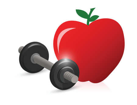 fitness weight and apple illustration design over whiteのイラスト素材