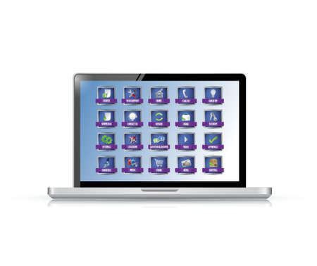 laptop with apps or buttons illustration design over whiteのイラスト素材