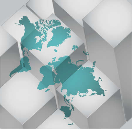 world map abstract background with various cubes. illustration designのイラスト素材