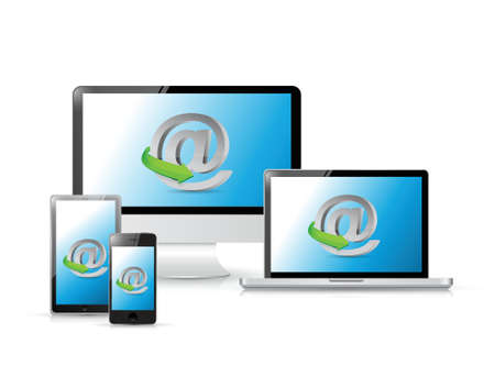 at icons on a set of electronics illustration design over a white backgroundのイラスト素材