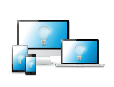 idea icons on a set of electronics illustration design over a white backgroundのイラスト素材