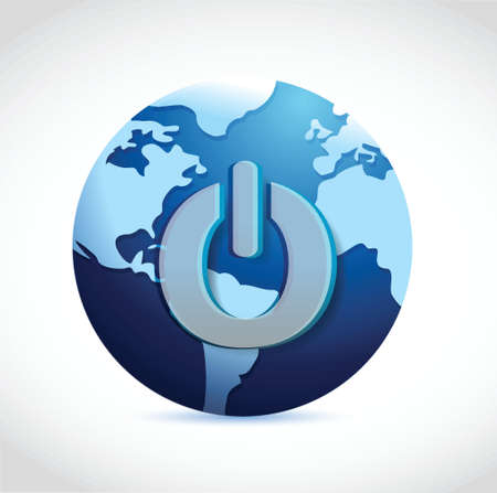 power button with the world on a white background