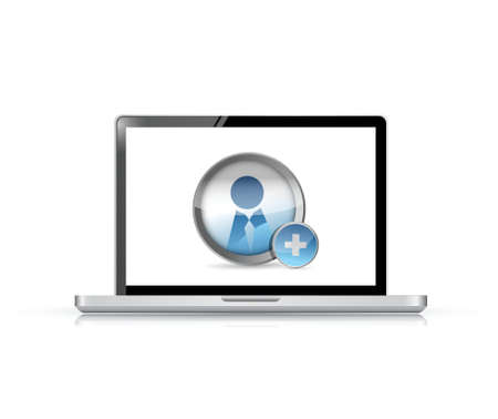 laptop Add a Friend icon illustration design over a white backgroundのイラスト素材