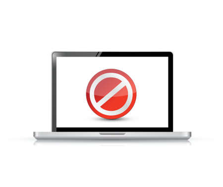 laptop screen with the message forbidden. illustration design over whiteのイラスト素材