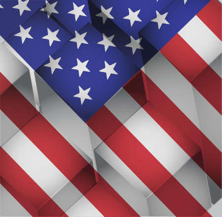3d cubes usa american flag illustration design graphic backgroundのイラスト素材