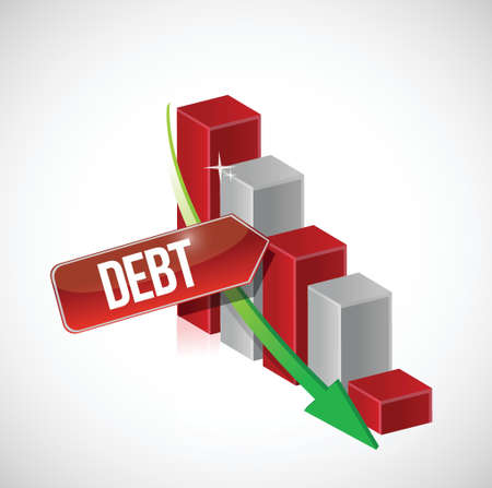 Growth bar graph of debt on white illustration designのイラスト素材