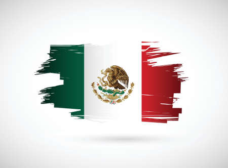 Mexico. Mexican ink flag illustration design on white backgroundのイラスト素材