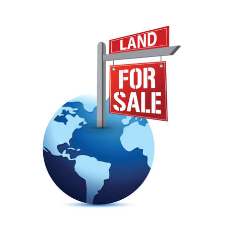 for sale sign on planet Earth illustration design over whiteのイラスト素材