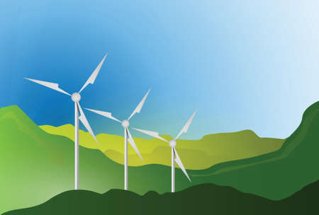 wind turbines blue sky illustration design graphic landscapeのイラスト素材