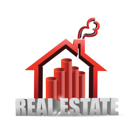 real estate house graph chart illustration design over whiteのイラスト素材