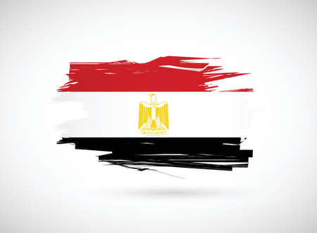 Egypt. Egyptian flag painted with watercolor. illustration designのイラスト素材