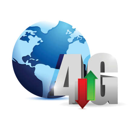 4g connection around the globe. illustration design over whiteのイラスト素材