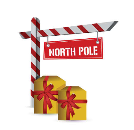 north pole gifts sign illustration design over a white backgroundのイラスト素材