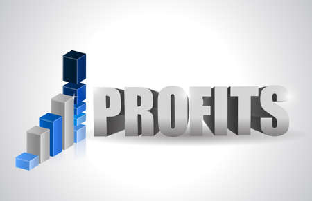 graph and profits text illustration design over a white backgroundの写真素材